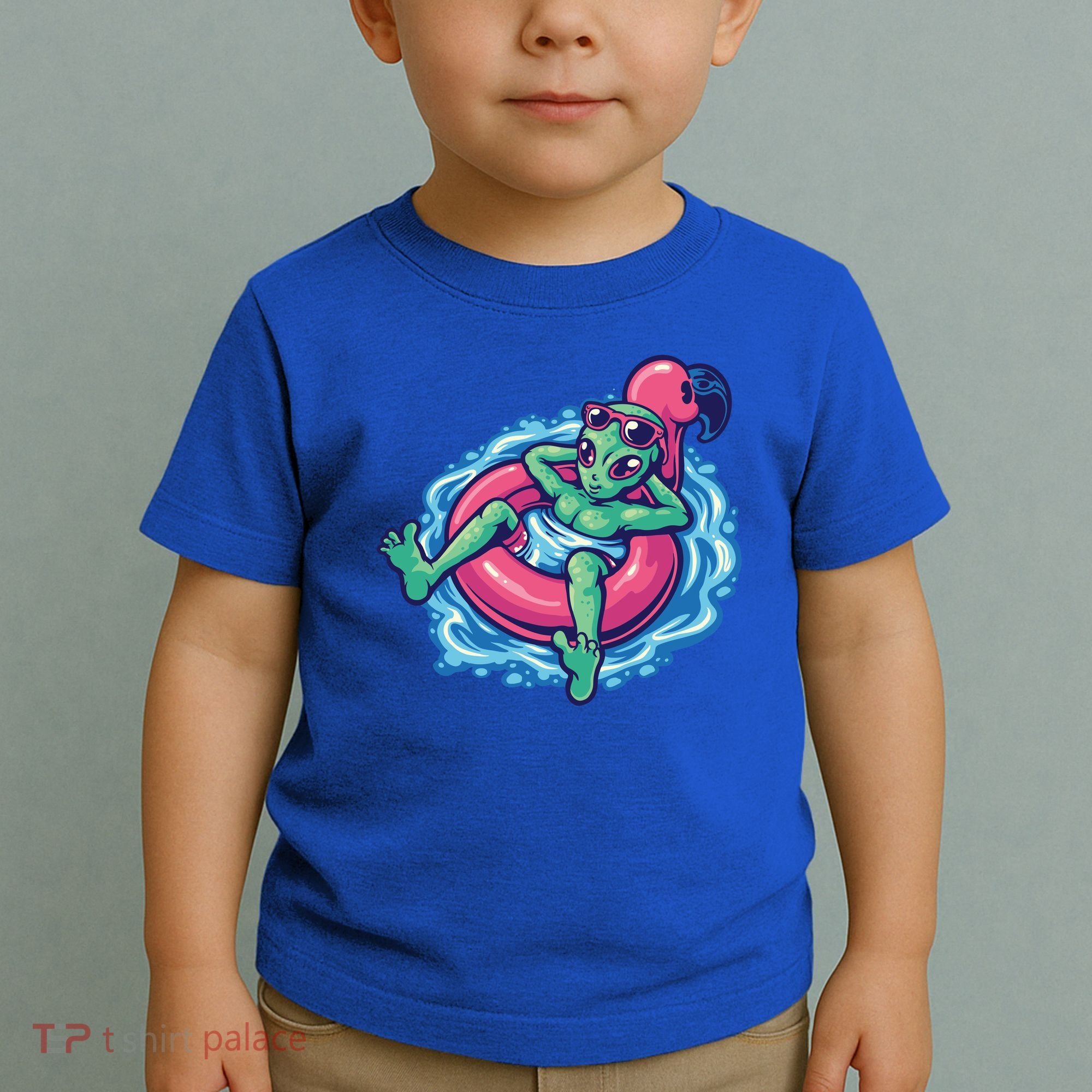 Alien On Flamingo Floaty Funny Toddler T-Shirt