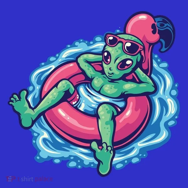 Alien On Flamingo Floaty Funny Women's Long Sleeve Shirt