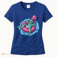 Alien On Flamingo Floaty Funny Women's T-Shirt thumb 0