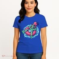 Alien On Flamingo Floaty Funny Women's T-Shirt thumb 4