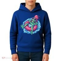 Alien On Flamingo Floaty Funny Kids Hoodie thumb 4