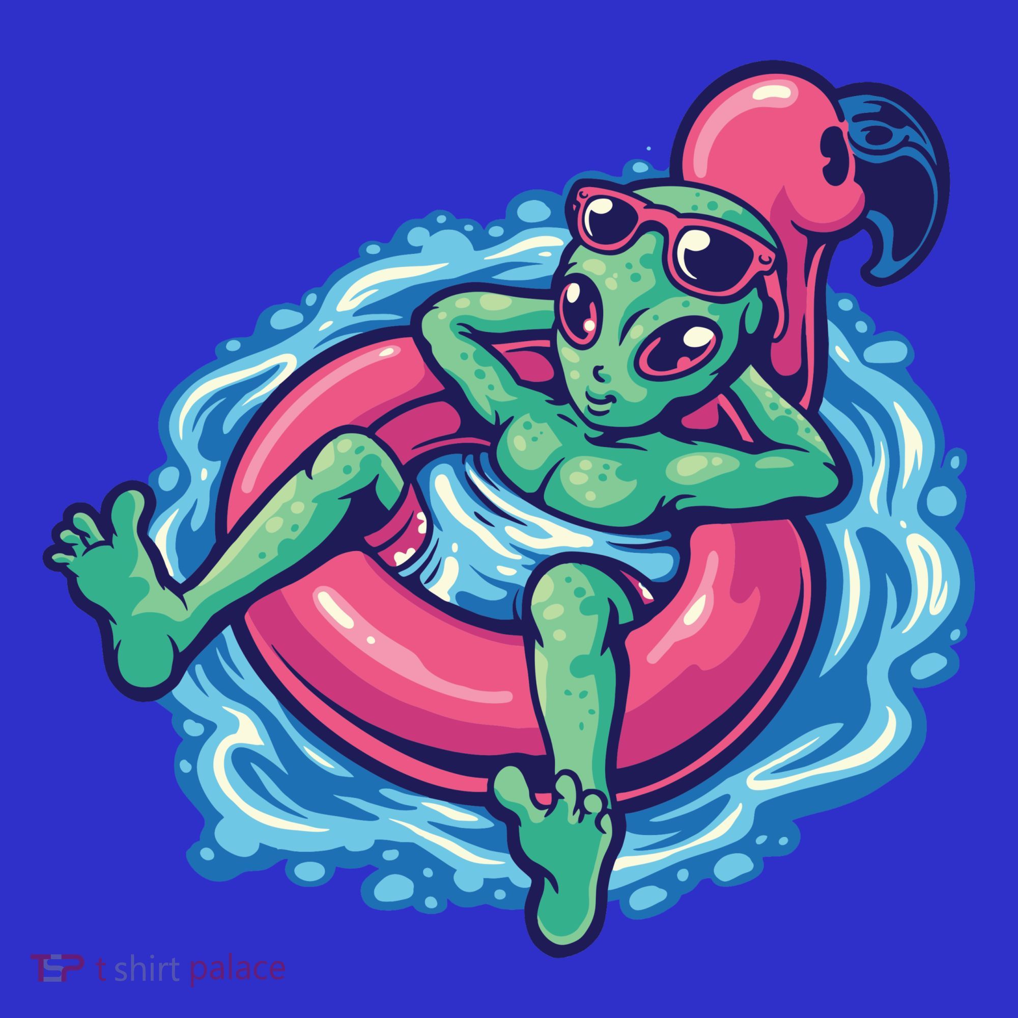 Alien On Flamingo Floaty Funny Tote Bag