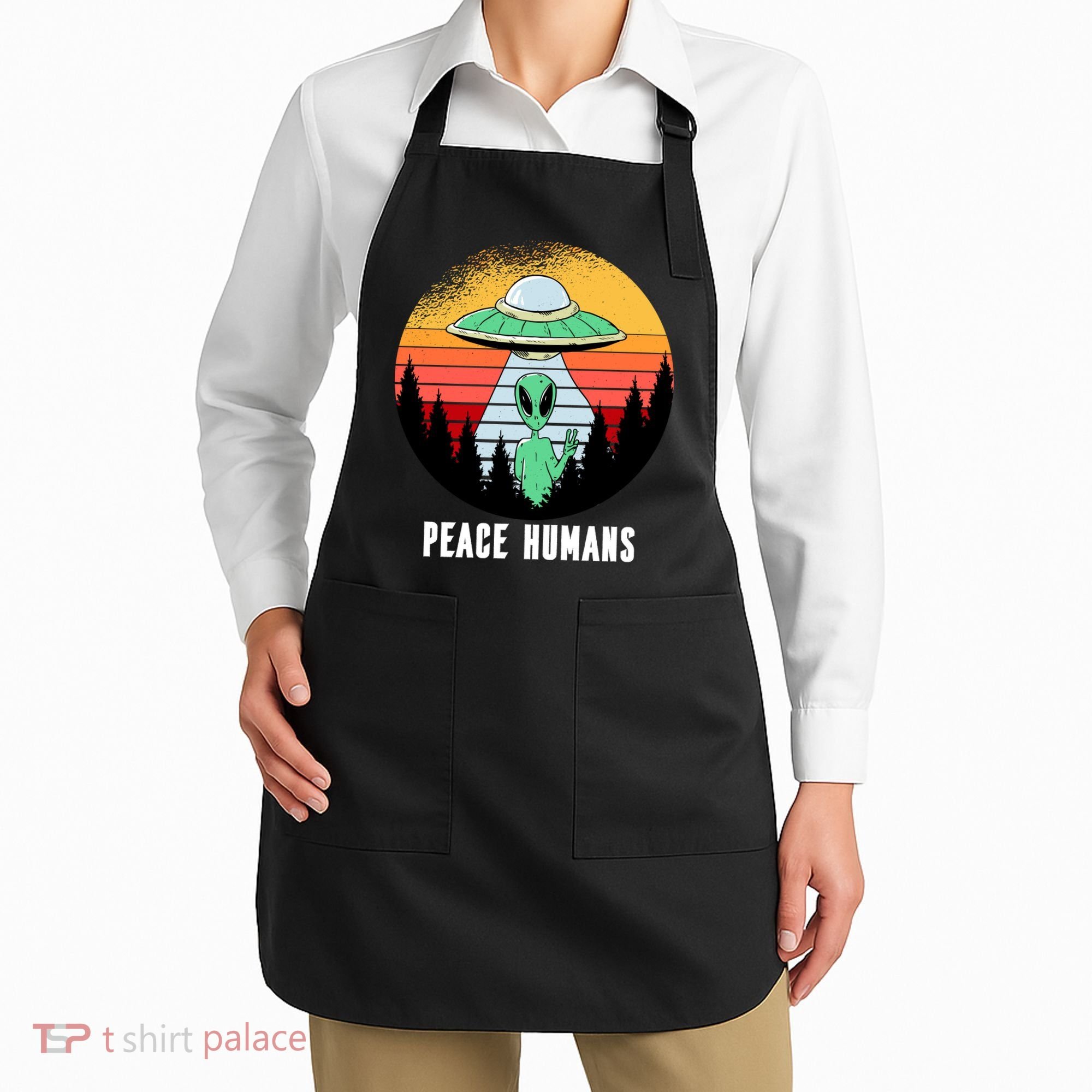 Alien Peace Humans Apron