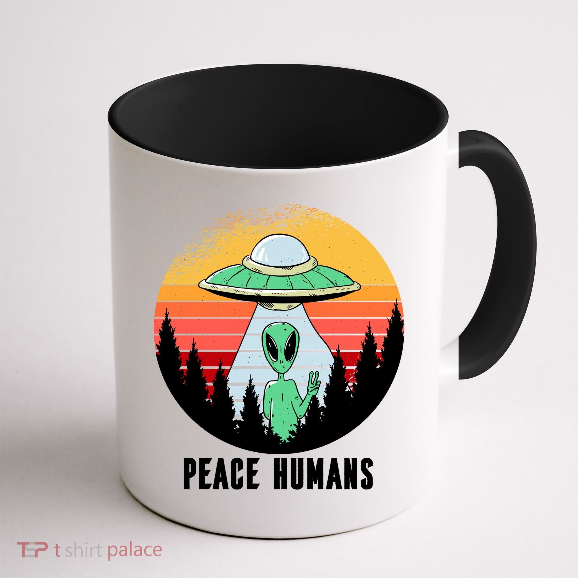 Alien Peace Humans Coffee Mug