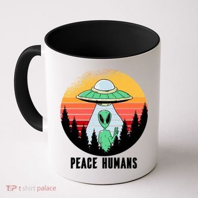 Alien Peace Humans Coffee Mug