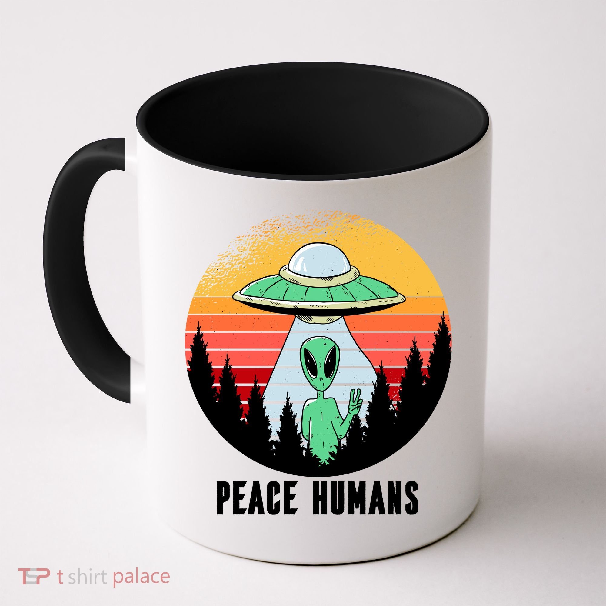 Alien Peace Humans Coffee Mug