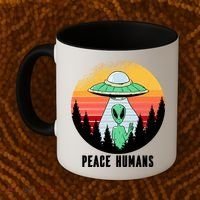 Alien Peace Humans Coffee Mug thumb 2