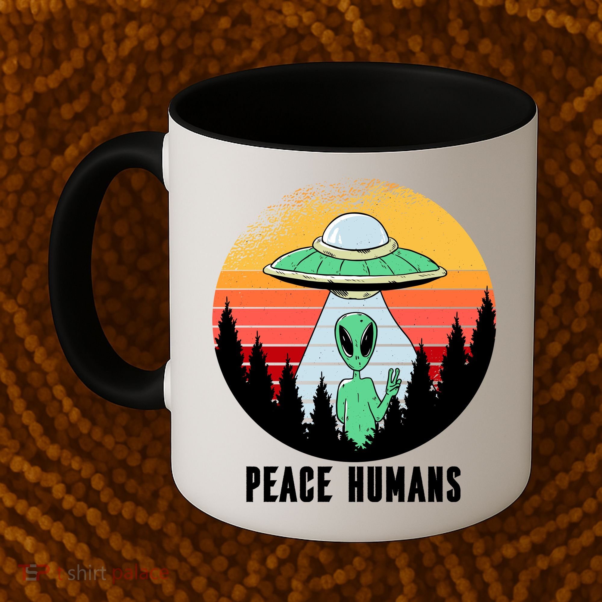 Alien Peace Humans Coffee Mug