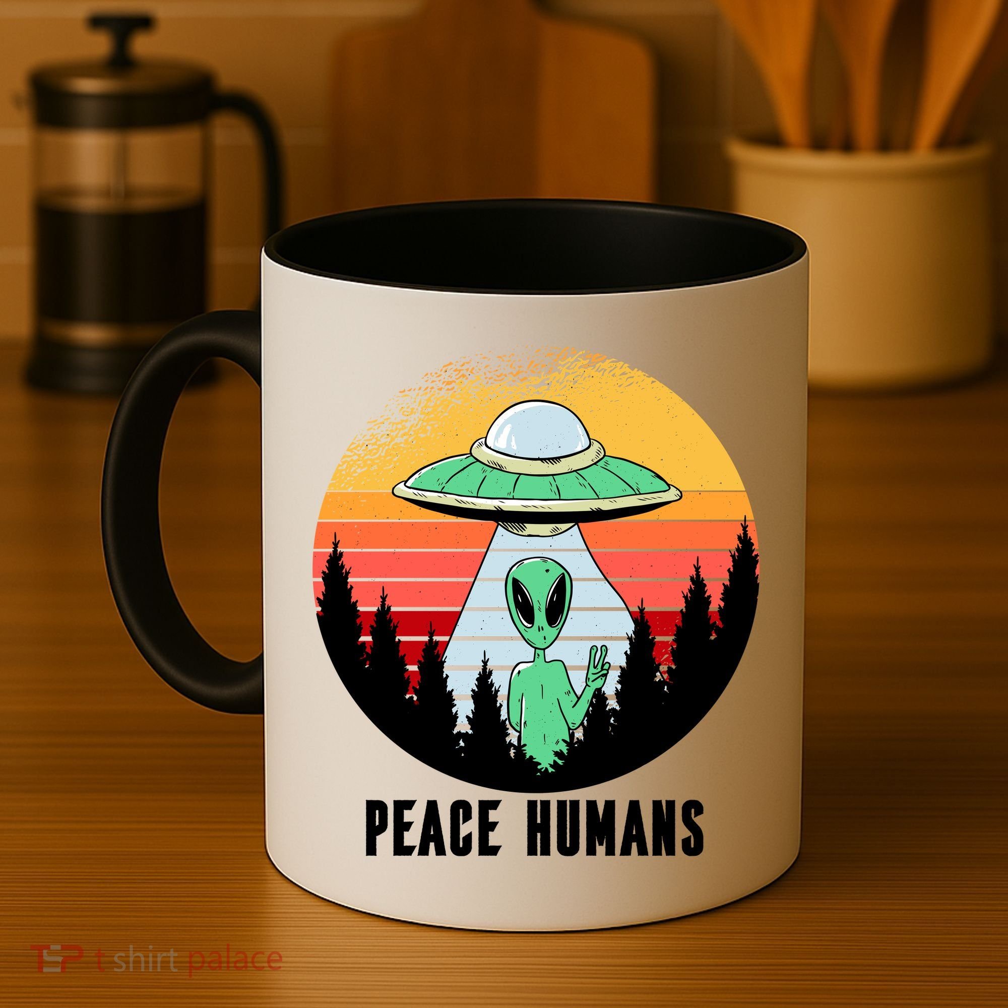 Alien Peace Humans Coffee Mug