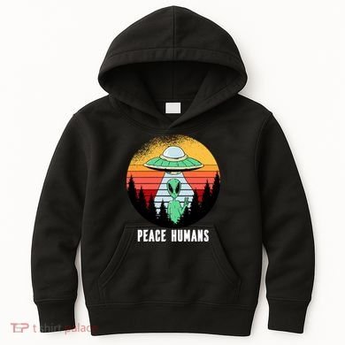 Alien Peace Humans Kids Hoodie