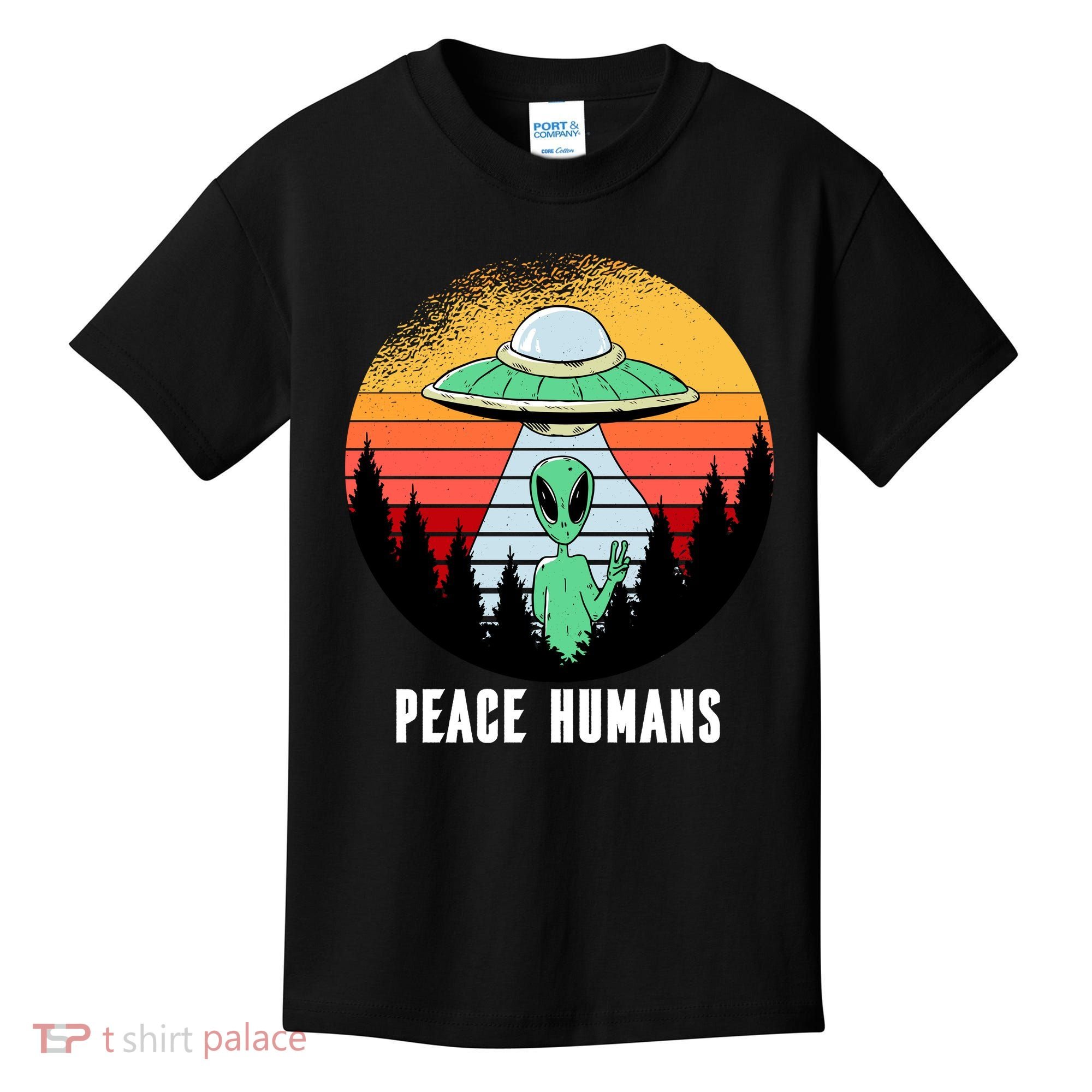 Alien Peace Humans Kids T-Shirt