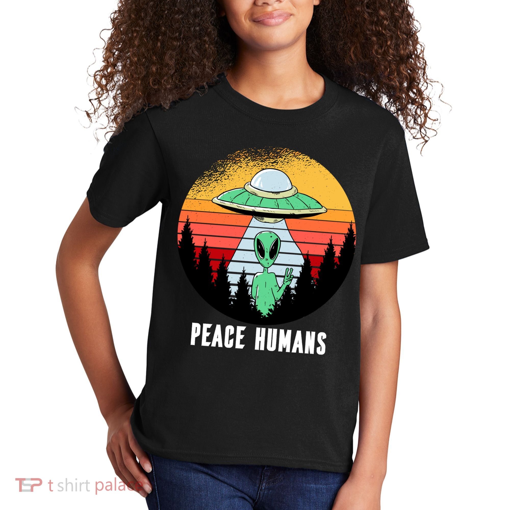 Alien Peace Humans Kids T-Shirt