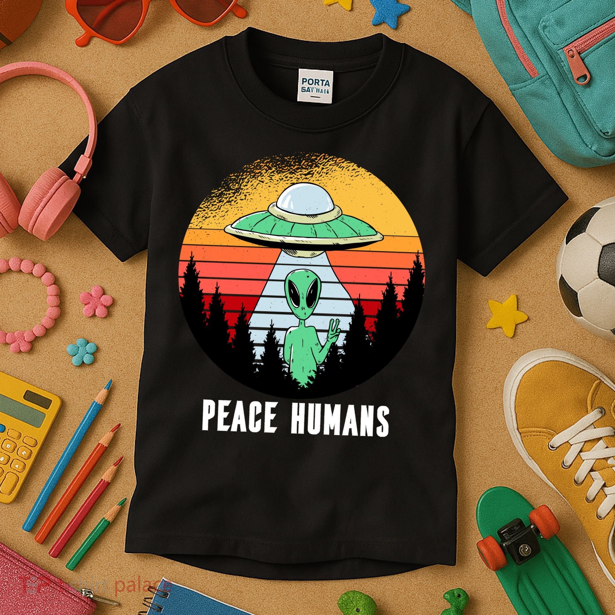 Alien Peace Humans Kids T-Shirt