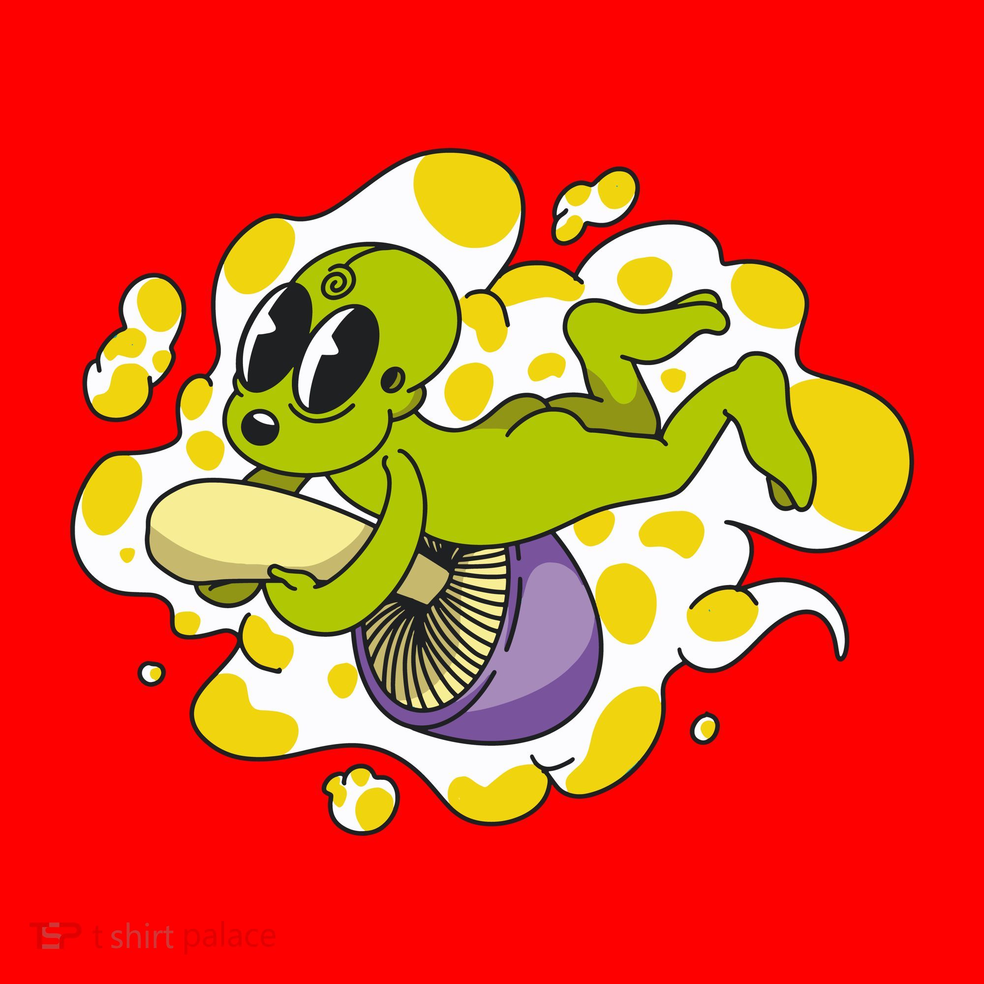 Alien Riding Mushroom Santa Hat