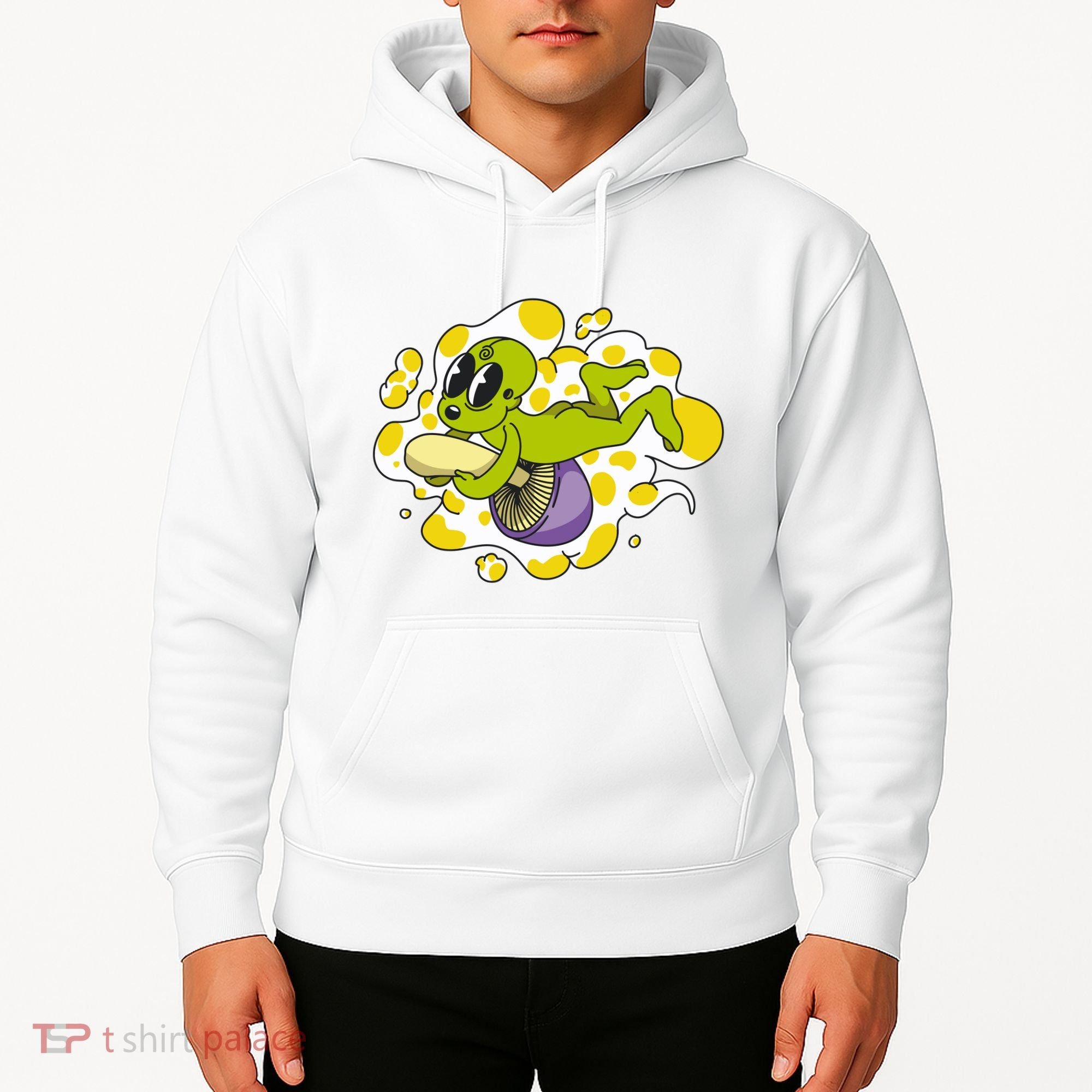 Alien Riding Mushroom Hoodie