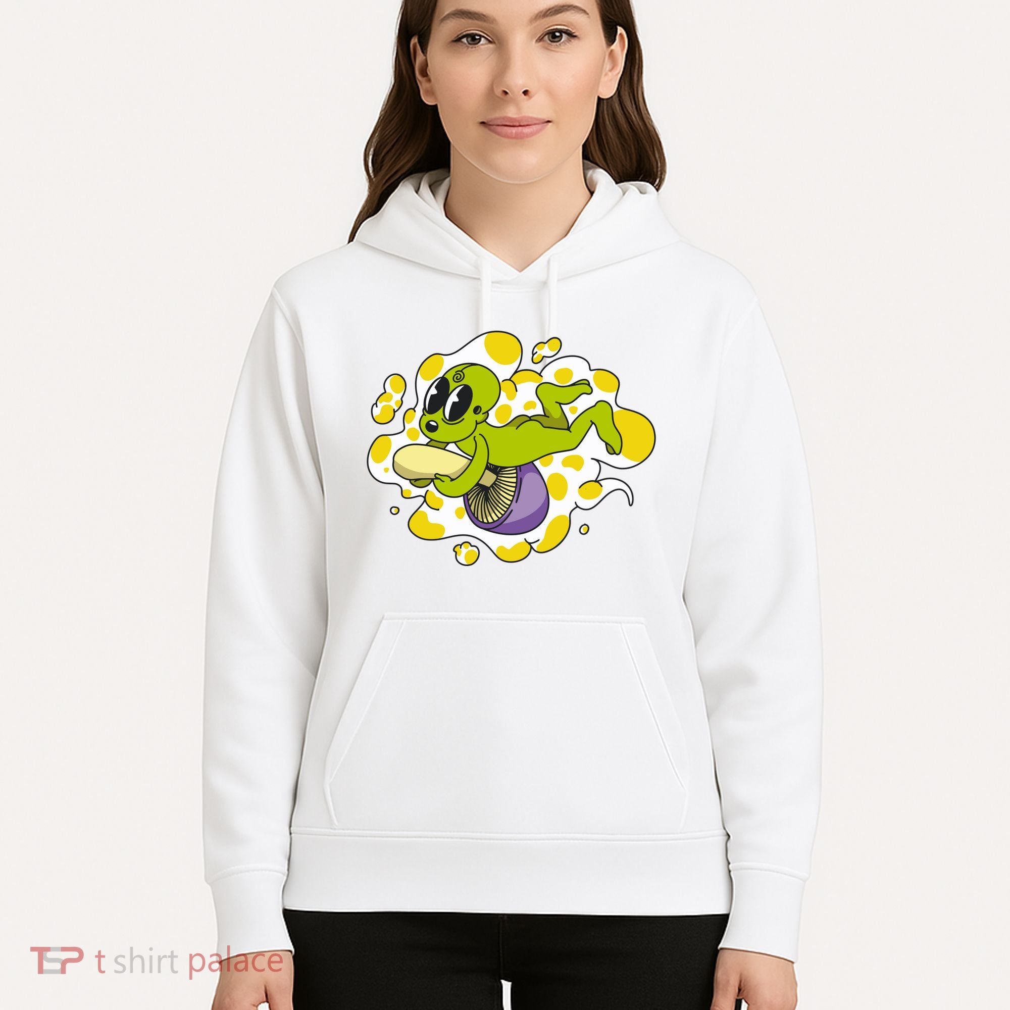 Alien Riding Mushroom Hoodie
