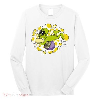 Alien Riding Mushroom Long Sleeve Shirt