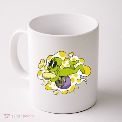 Alien Riding Mushroom Coffee Mug