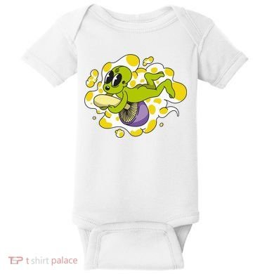 Alien Riding Mushroom Baby Bodysuit