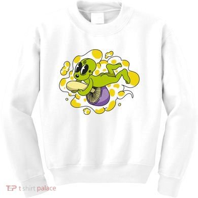 Alien Riding Mushroom Kids Sweatshirt