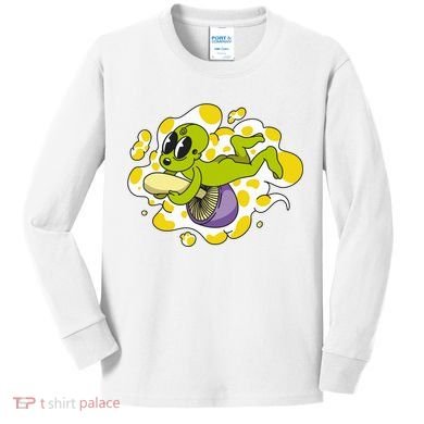 Alien Riding Mushroom Kids Long Sleeve Shirt