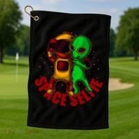 Alien Space Selfie Golf Towel thumb 1