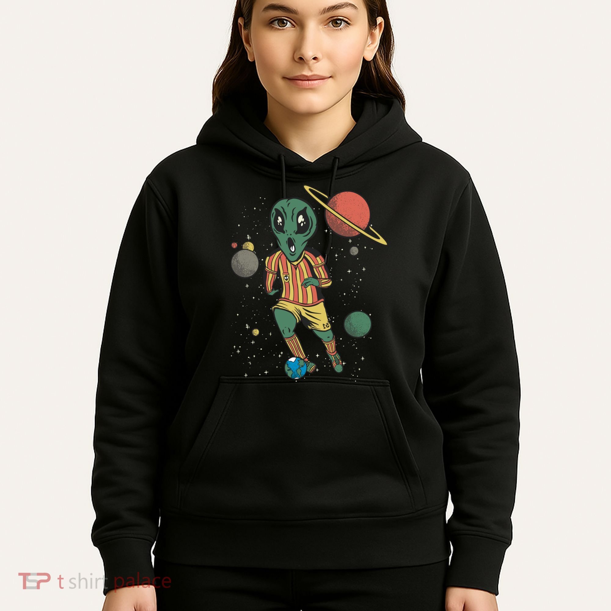 Alien Space Soccer Player Hoodie