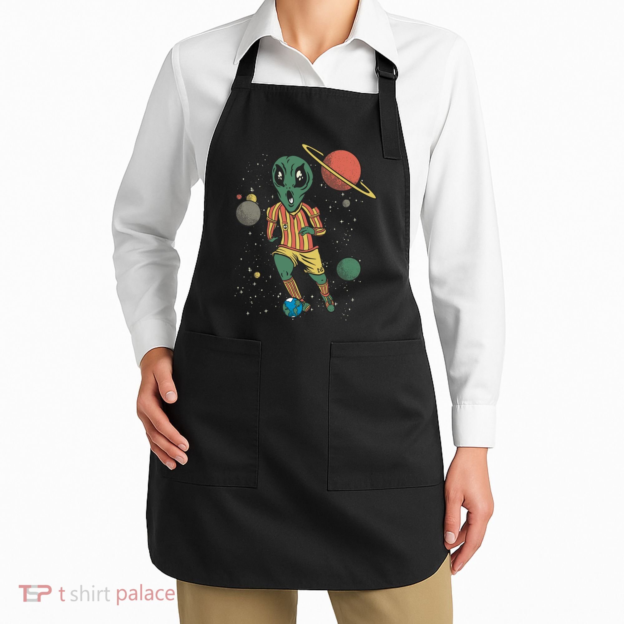 Alien Space Soccer Player Apron