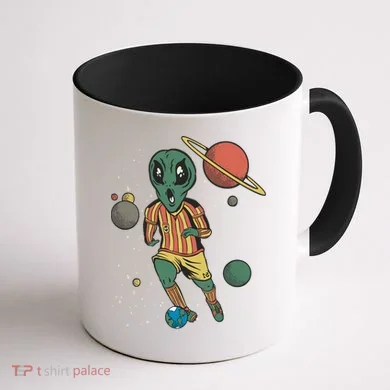 Alien Space Soccer Player Coffee Mug back
