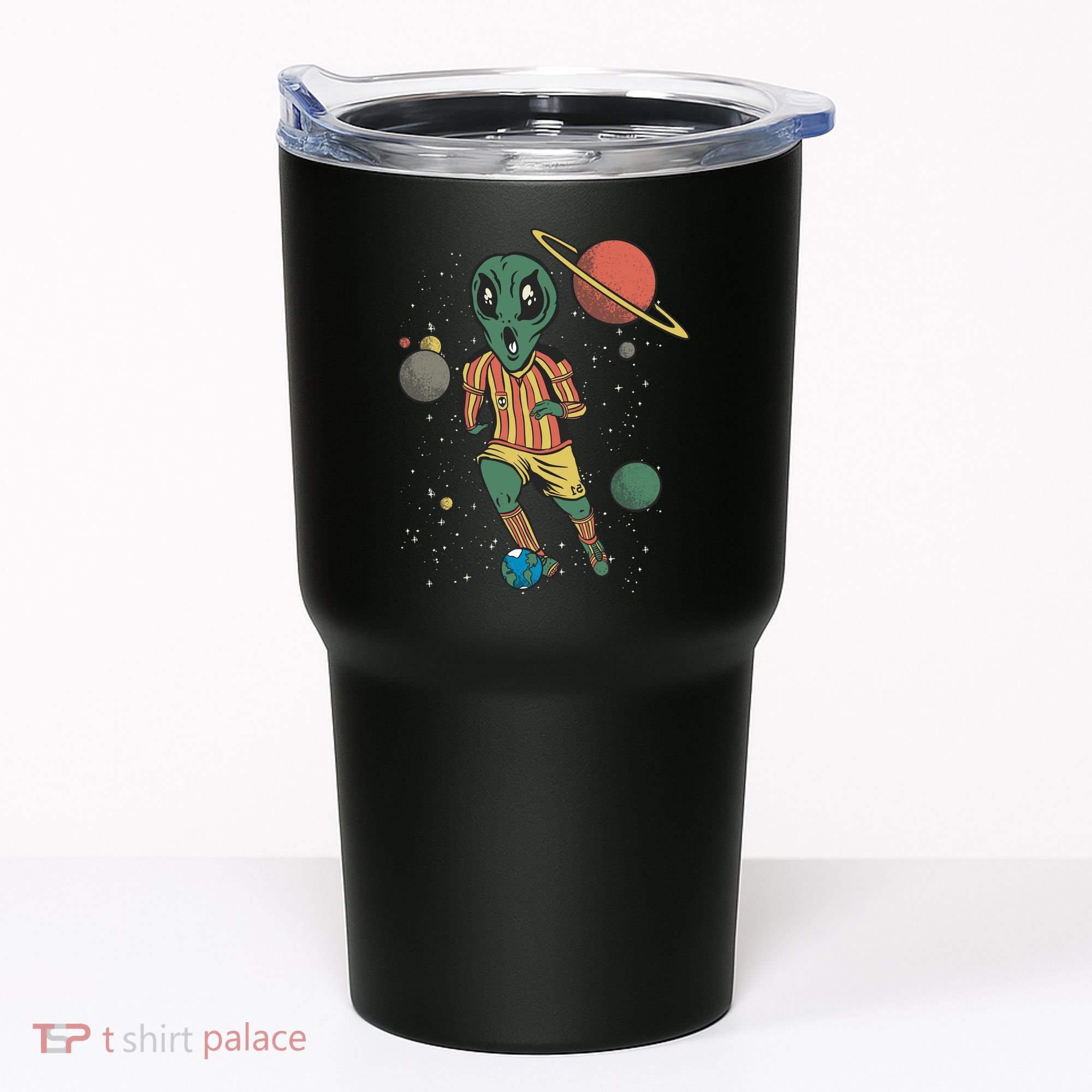 Alien Space Soccer Player Tumbler