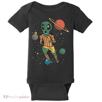 Alien Space Soccer Player Baby Bodysuit