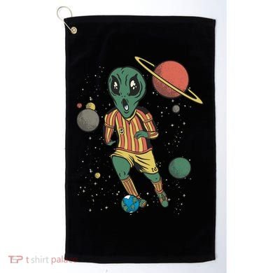 Alien Space Soccer Player Golf Towel