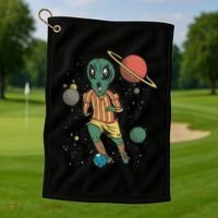 Alien Space Soccer Player Golf Towel thumb 1
