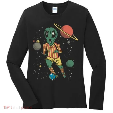 Alien Space Soccer Player Women's Long Sleeve Shirt