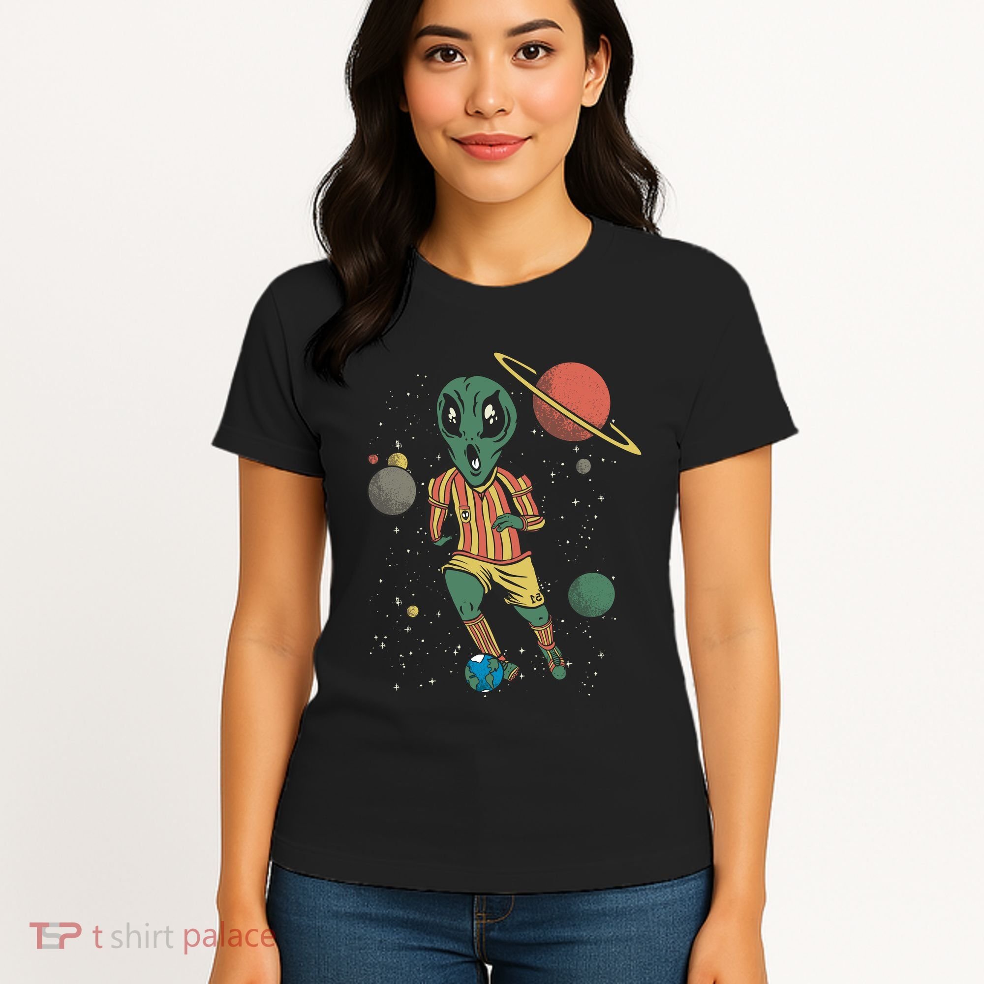 Alien Space Soccer Player Women's T-Shirt