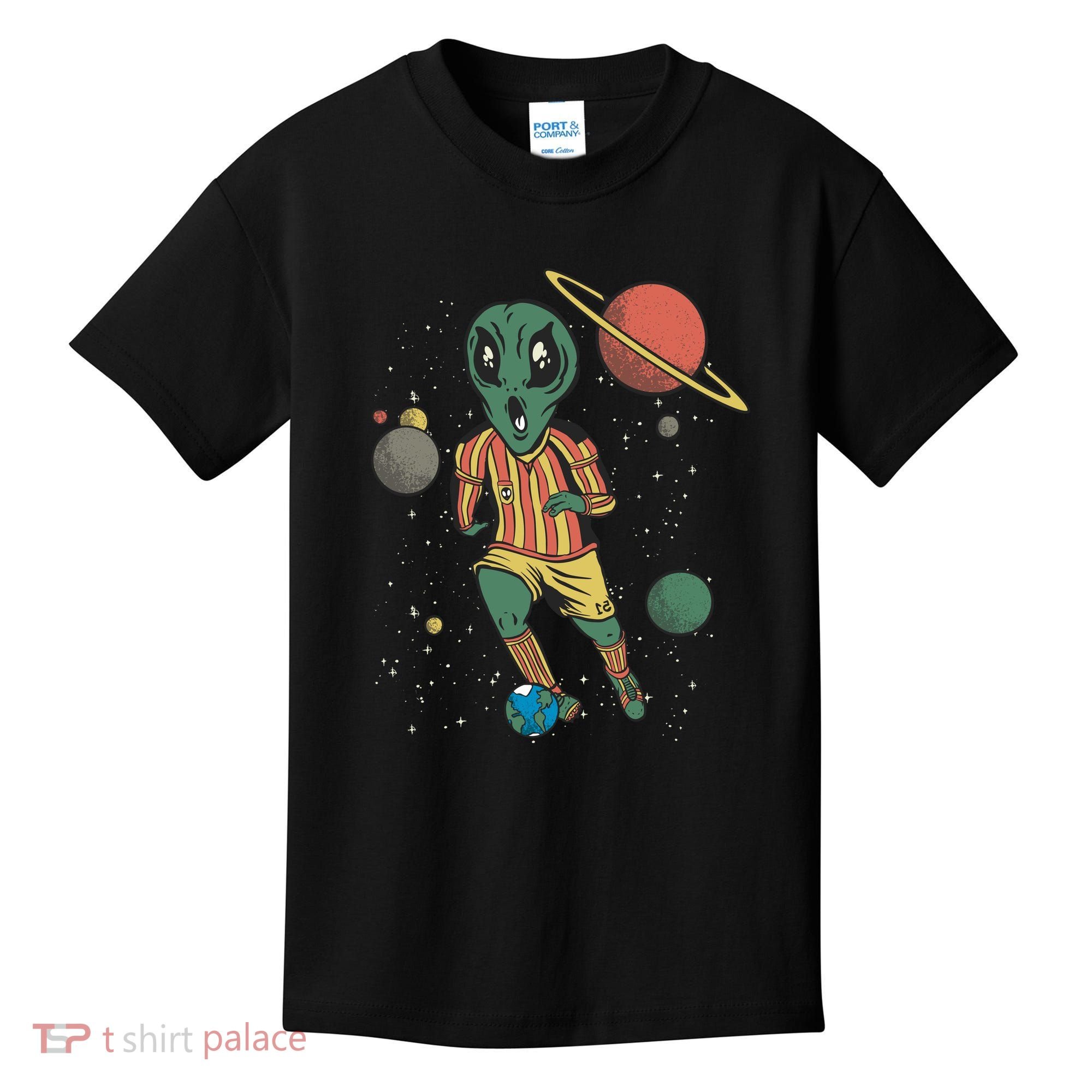 Alien Space Soccer Player Kids T-Shirt
