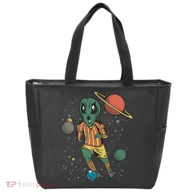 Alien Space Soccer Player Tote Bag