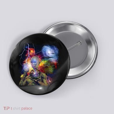 Alien Ufo In Space Button