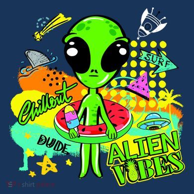 Alien Vibes Summertime Women's V-Neck T-Shirt