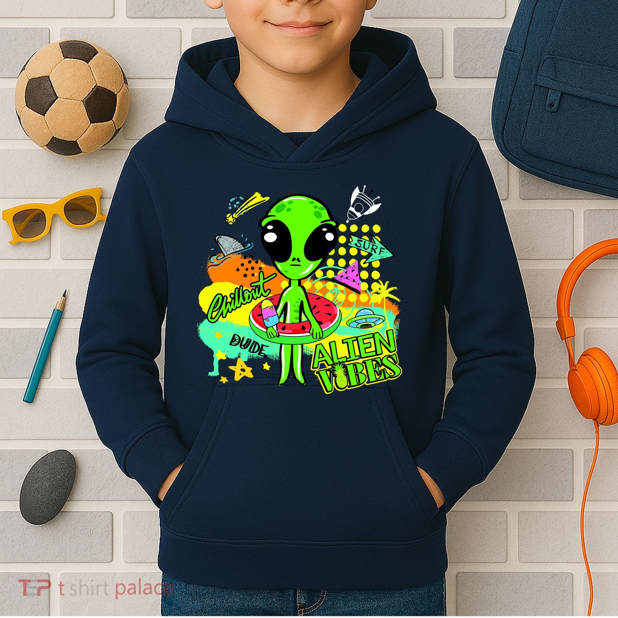 Alien Vibes Summertime Kids Hoodie