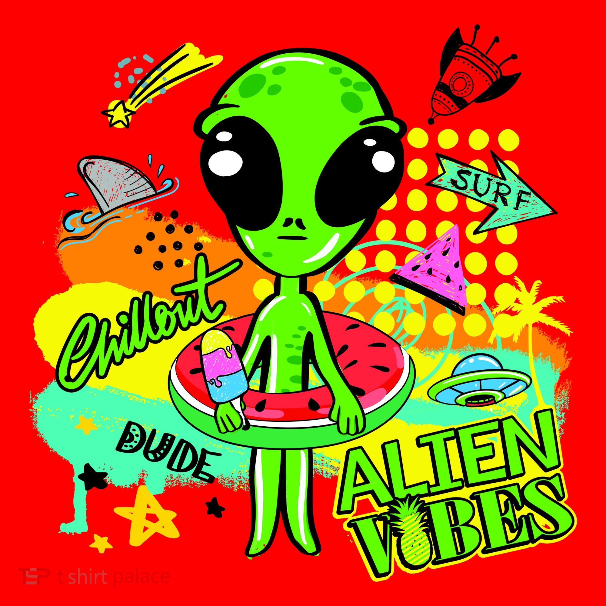 Alien Vibes Summertime Santa Hat