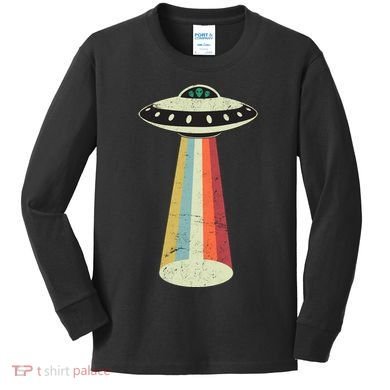 Alien Vintage UFO Space Ship Kids Long Sleeve Shirt
