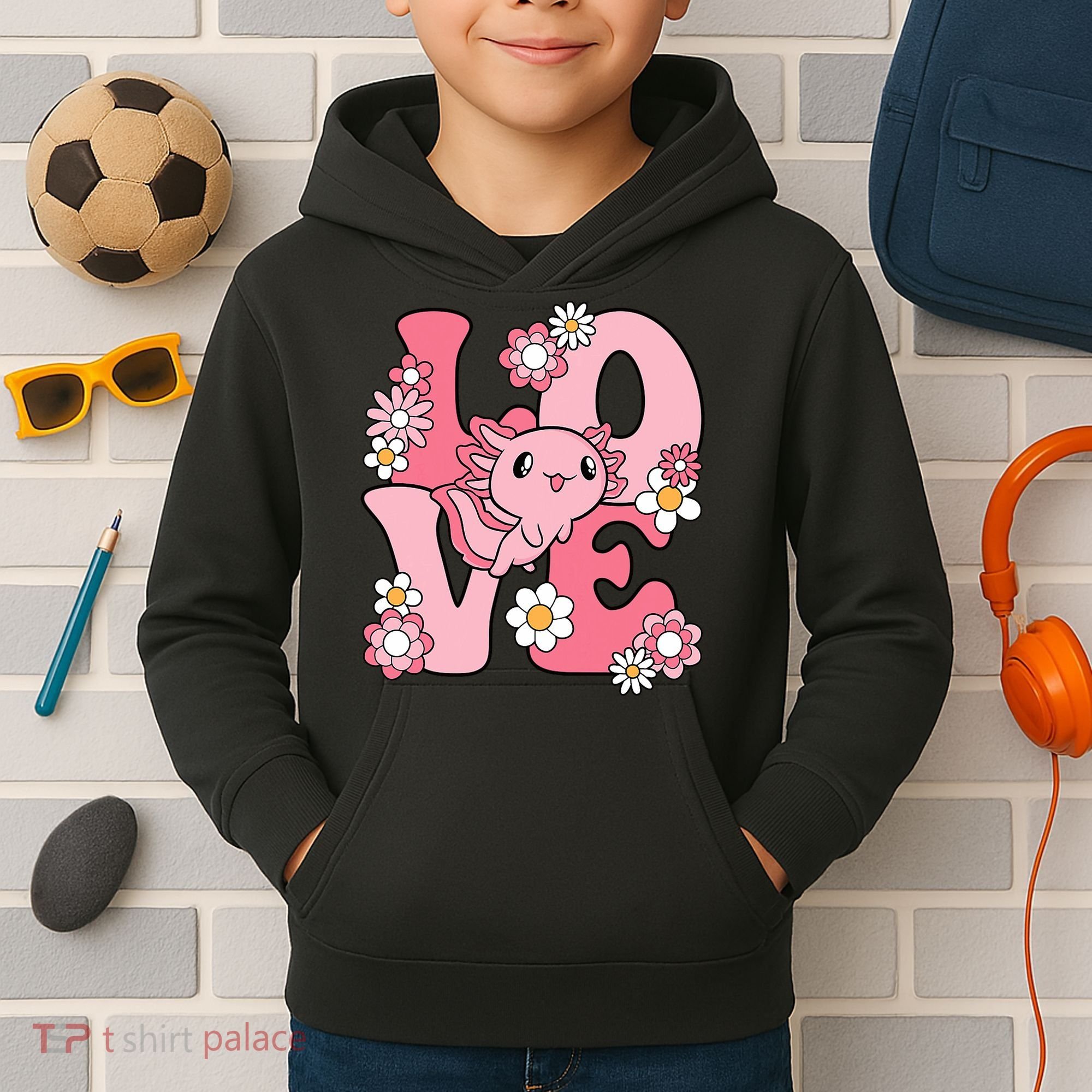 Axolotl Love Kawaii Axolotl Lover Kids Hoodie