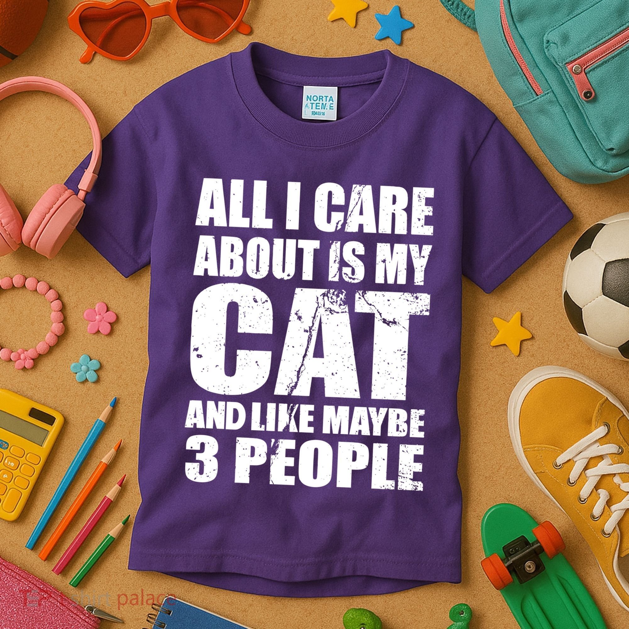 All I Care About Is My Cat And Like 3 People Kids T-Shirt