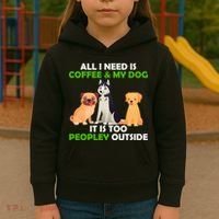 All I Need Is Coffee And My Dog Kids Hoodie thumb 3