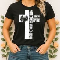 All I Need Today Is Camping And Whole Lot Of Jesus Women's T-Shirt thumb 2