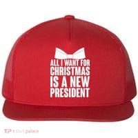 All I Want For Christmas Is A New President Flat Bill Trucker Hat thumb 0