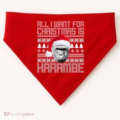 All I Want for Christmas is Harambe Ugly Sweater Design USA-Made Doggie Bandana
