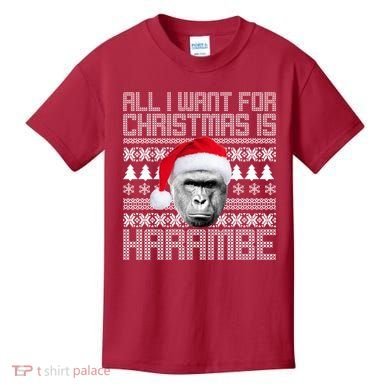All I Want for Christmas is Harambe Ugly Sweater Design Kids T-Shirt