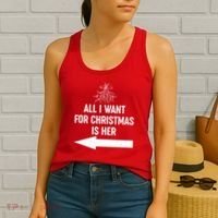 All I Want For Christmas Is Her Matching Couples Women's Tank Top thumb 2